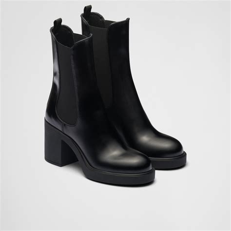 prada heeled brushed leather booties